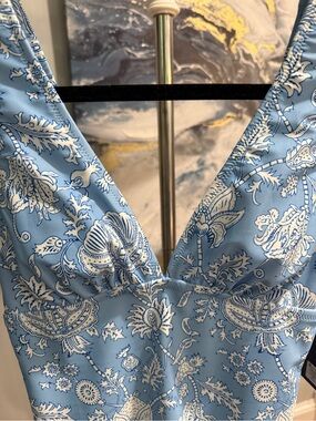 Roller Rabbit Light Blue and White Floral One-Piece Swimsuit